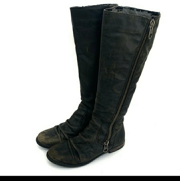 Steve Madden Distressed Leather Moto Boots - Picture 3 of 3